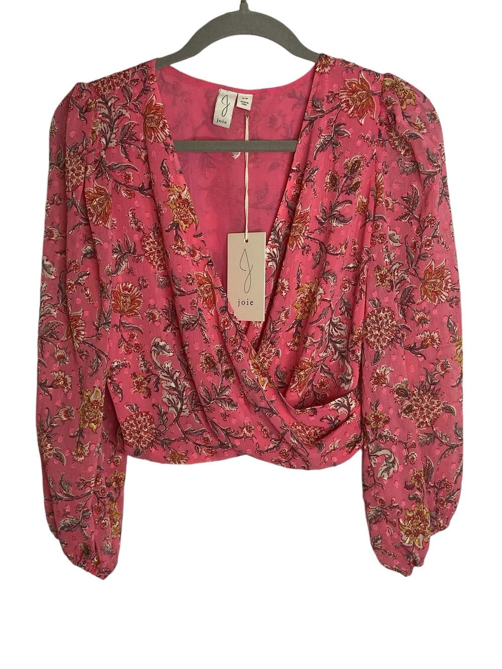 Joie Crop Top Floral Surplice Neck Fairy Art to Wear Prairie PS